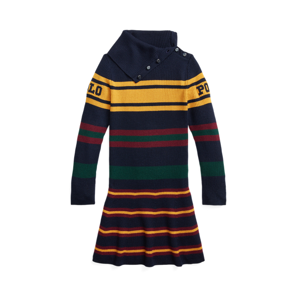 Abito in maglia dolcevita a righe