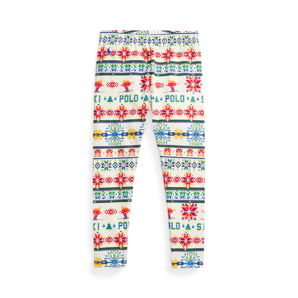 Skier-Print Organic Cotton-Blend Legging