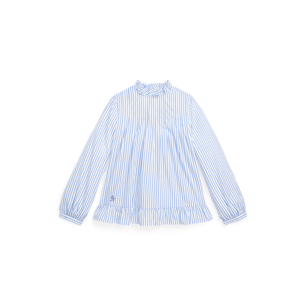 Striped Pintucked Cotton Poplin Top