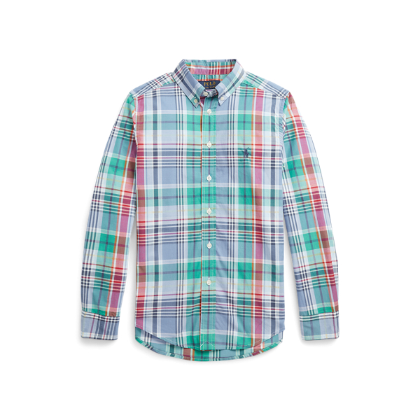 Camicia scozzese in popeline di cotone Boys 6-14 Years in 1