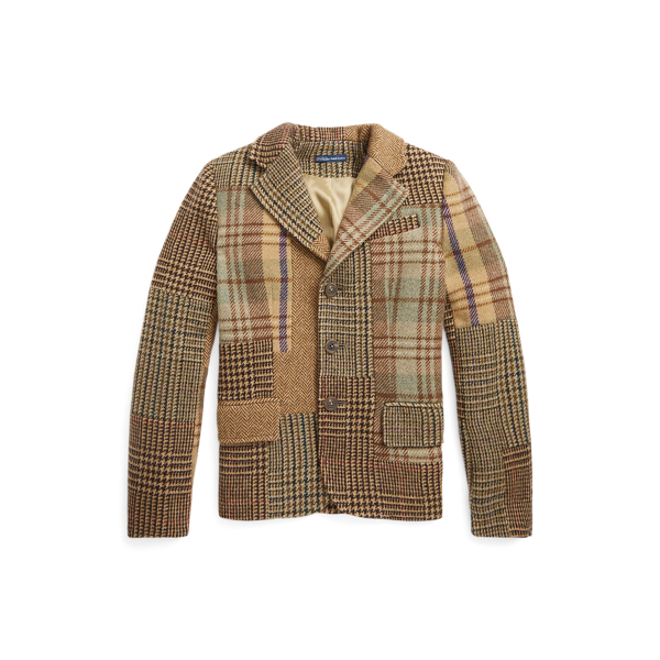 Blazer van wolmix met patchwork