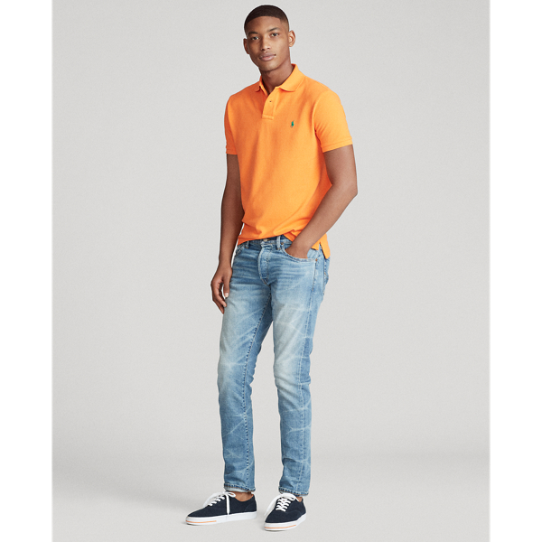 Bright Signal Orange Slim Fit Mesh Polo Shirt Polo Ralph Lauren 3