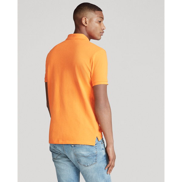 Bright Signal Orange Slim Fit Mesh Polo Shirt Polo Ralph Lauren 4