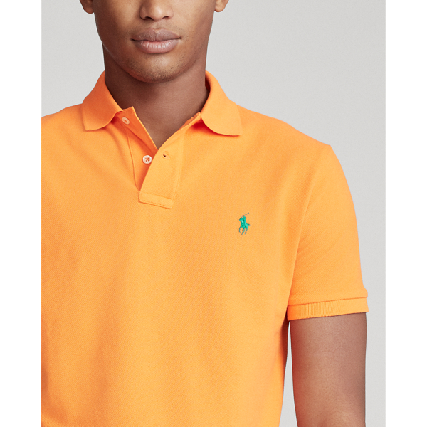 Bright Signal Orange Slim Fit Mesh Polo Shirt Polo Ralph Lauren 5