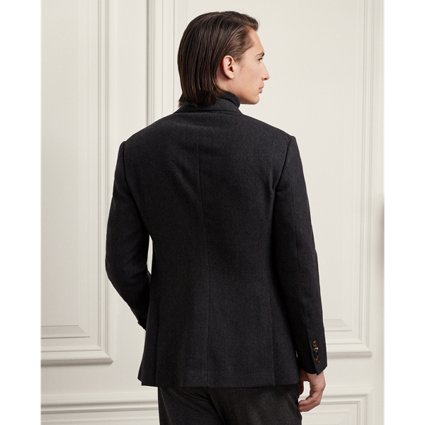 Dark Grey Multi Kent Wool Herringbone Suit Jacket Purple Label 5