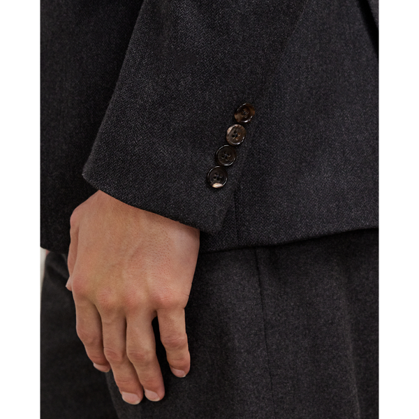 Dark Grey Multi Kent Wool Herringbone Suit Jacket Purple Label 7