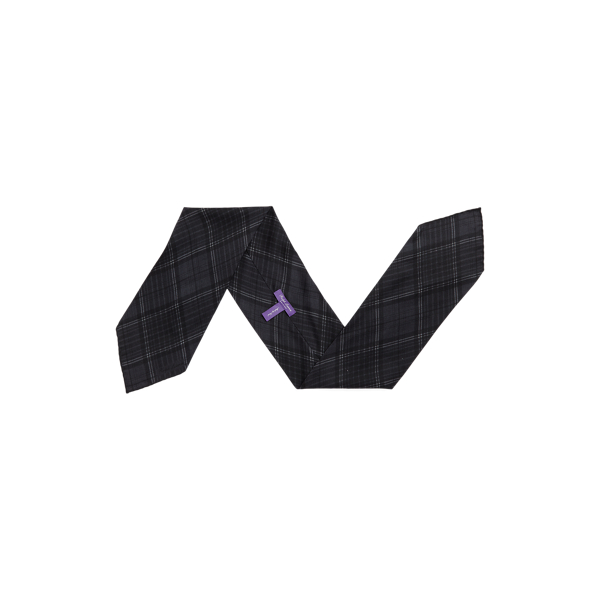 Black/Charcoal Plaid Cashmere-Silk Neckerchief Purple Label 2