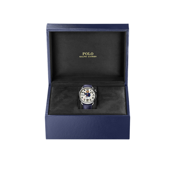 Stahl-Armbanduhr in Weiß mit Polo Bear Polo Ralph Lauren in Weißes Zifferblatt 7