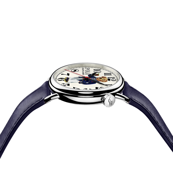 Stahl-Armbanduhr in Weiß mit Polo Bear Polo Ralph Lauren in Weißes Zifferblatt 3