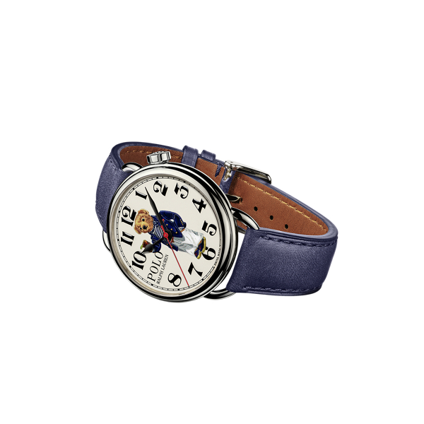 Stahl-Armbanduhr in Weiß mit Polo Bear Polo Ralph Lauren in Weißes Zifferblatt 6