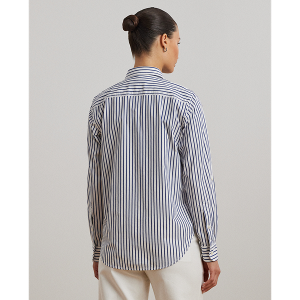 Light Blue Relaxed Fit Cotton Roll-Tab-Sleeve Shirt Lauren 5