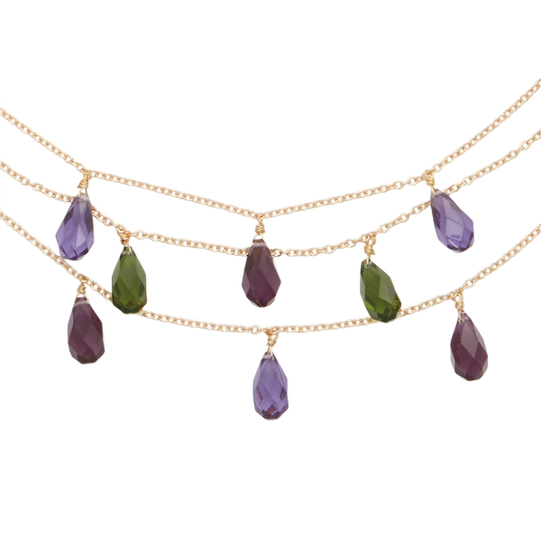 Gold/Multi Briolette Stone Layered Collar Necklace Lauren 2