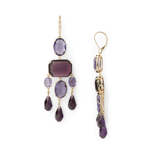 Gold/Purple Gold-Tone Stone Chandelier Earrings Lauren 2