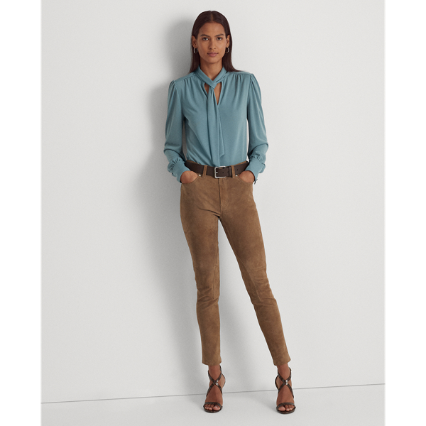 Highland Sea Tie-Neck Jersey Top Lauren 4