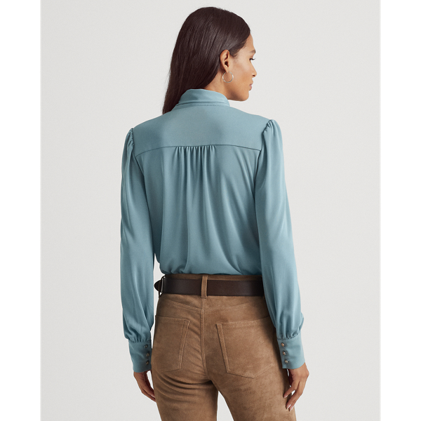 Highland Sea Tie-Neck Jersey Top Lauren 5