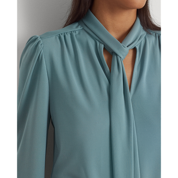 Highland Sea Tie-Neck Jersey Top Lauren 6