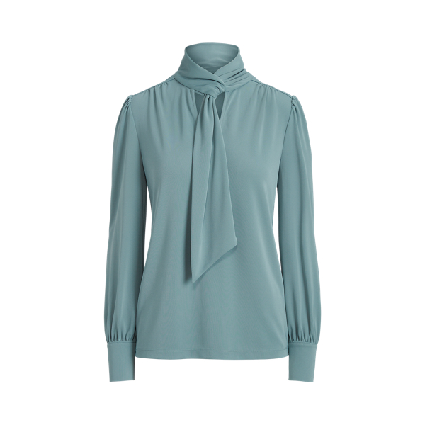Highland Sea Tie-Neck Jersey Top Lauren 2