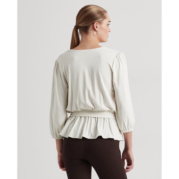 Mascarpone Cream Jersey Peplum Blouse Lauren 5
