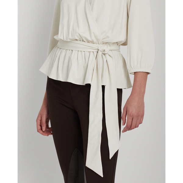 Mascarpone Cream Jersey Peplum Blouse Lauren 6