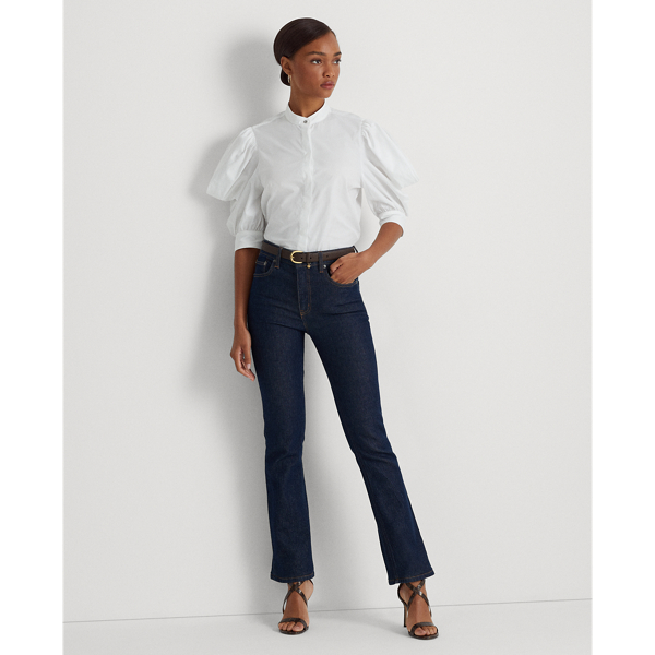 White Puff-Sleeve Cotton Broadcloth Shirt Lauren 4