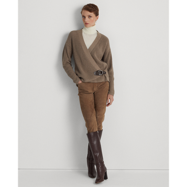 Truffle Heather Buckle-Trim Cotton Cardigan Lauren 4