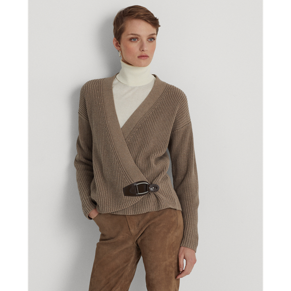 Truffle Heather Buckle-Trim Cotton Cardigan Lauren 1