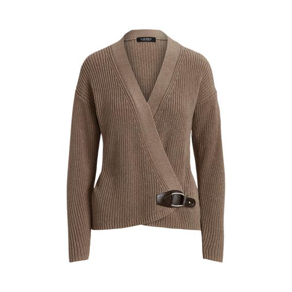 Truffle Heather Buckle-Trim Cotton Cardigan Lauren 2