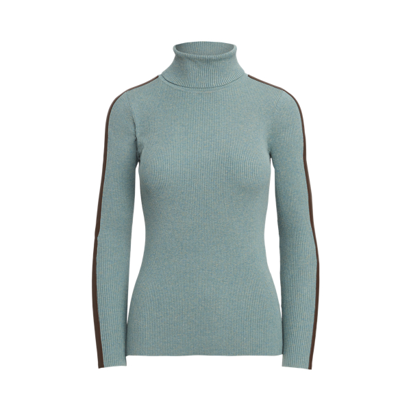 Faux-Leather-Trim Roll Neck Jumper Lauren 1