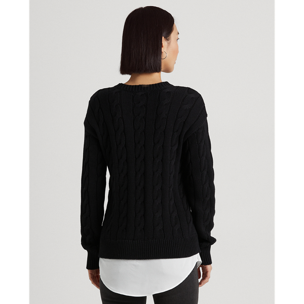 Polo Black Layered Cable-Knit Sweater Lauren 5