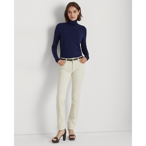 Refined Navy Jersey Turtleneck Lauren Petite 4