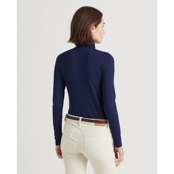 Refined Navy Jersey Turtleneck Lauren Petite 5