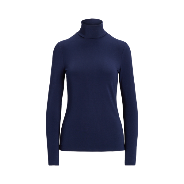 Refined Navy Jersey Turtleneck Lauren Petite 2