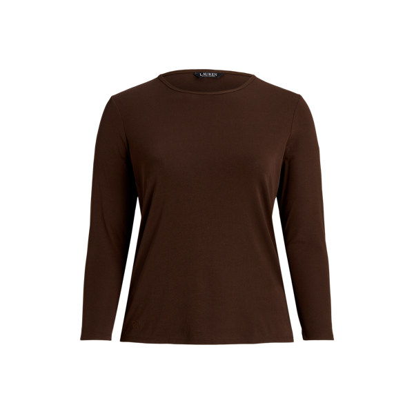 Cotton-Blend Long-Sleeve Top Lauren Woman 1