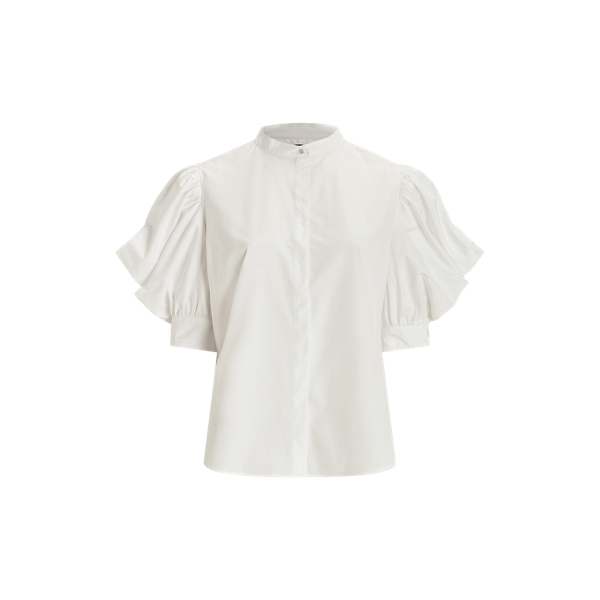 Puff-Sleeve Cotton Broadcloth Shirt Lauren Woman 1