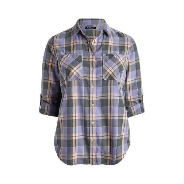 Plaid Twill Shirt Lauren Woman 1