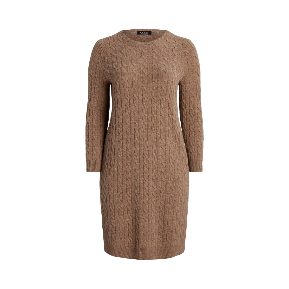 Cable Knit Wool Cashmere Sweater Dress