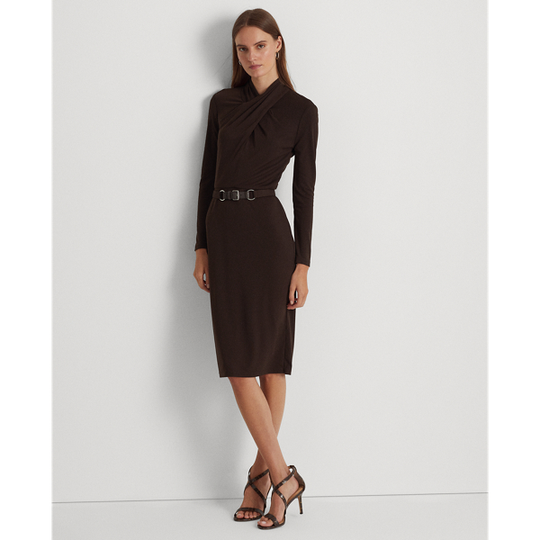 Circuit Brown Belted Mockneck Jersey Dress Lauren 1