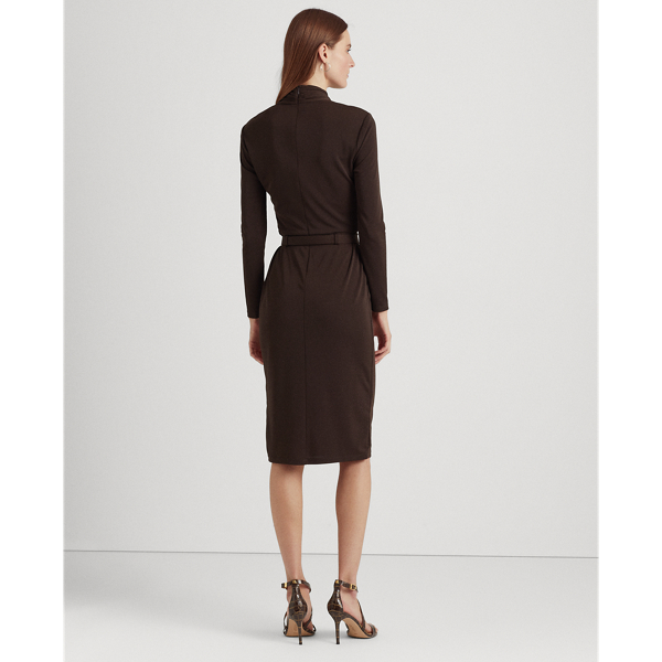 Circuit Brown Belted Mockneck Jersey Dress Lauren 5