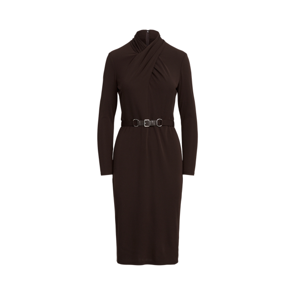 Jersey jurk met opstaande boord en riem Lauren in 1