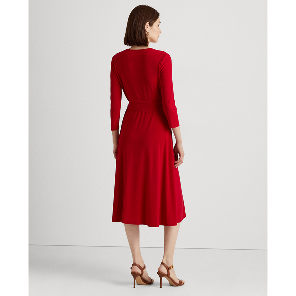 Classic Red Surplice Jersey Dress Lauren Petite 5