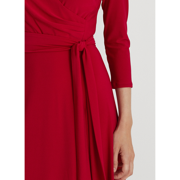 Classic Red Surplice Jersey Dress Lauren Petite 6
