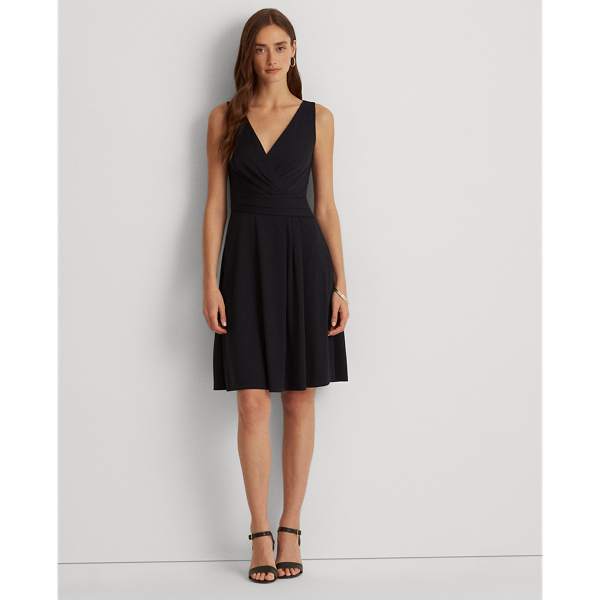 Black Surplice Jersey Sleeveless Dress Lauren Petite 4