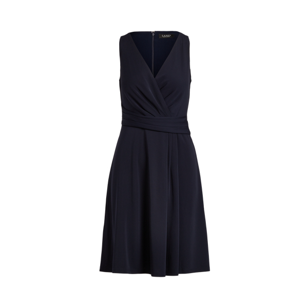 Black Surplice Jersey Sleeveless Dress Lauren Petite 2