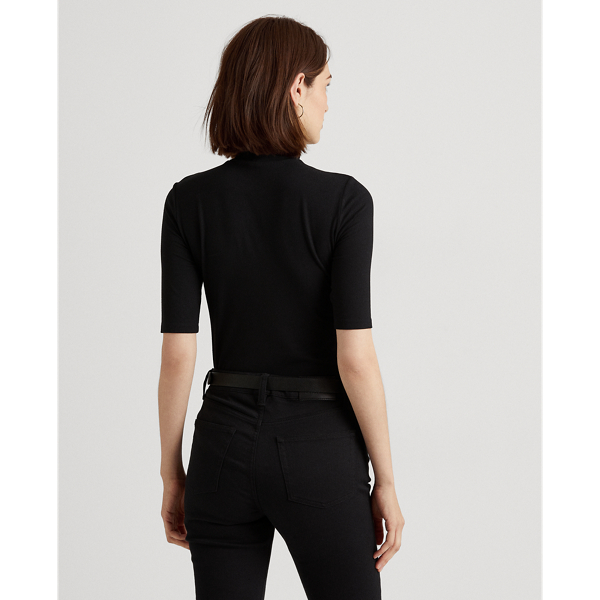 Polo Black Metallic Stretch Jersey Turtleneck Lauren 5