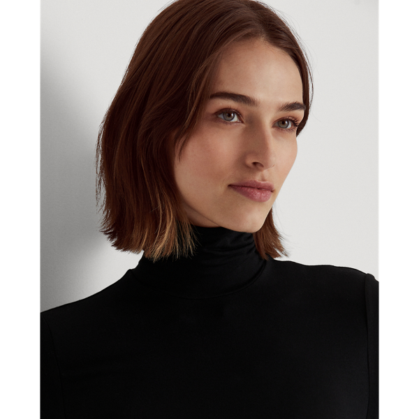 Polo Black Metallic Stretch Jersey Turtleneck Lauren 6