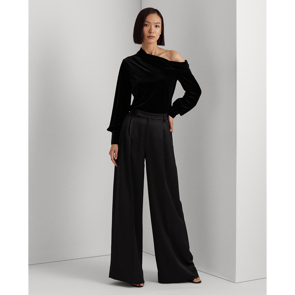 Polo Black One-Shoulder Velvet Top Lauren 4