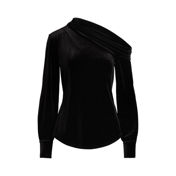 Polo Black One-Shoulder Velvet Top Lauren 2