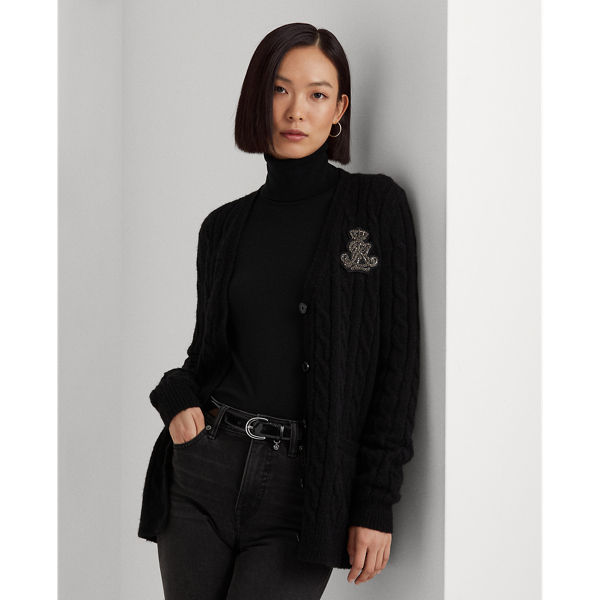 Polo Black Bullion Cable-Knit Cardigan Lauren 1