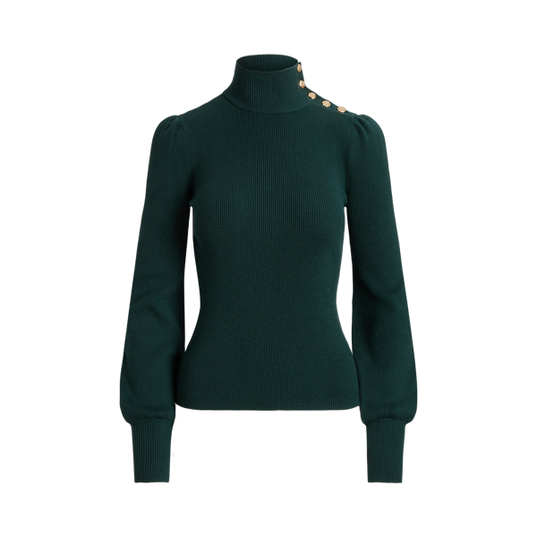 Button-Trim Mockneck Sweater Lauren 1
