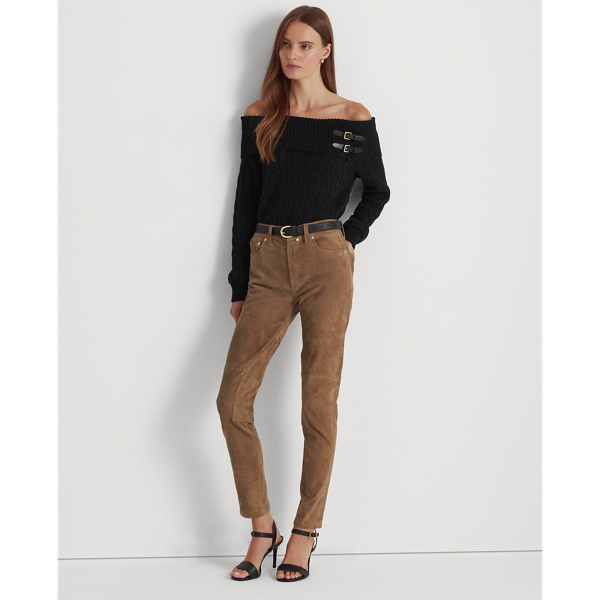 Polo Black Off-the-Shoulder Cable-Knit Sweater Lauren 4